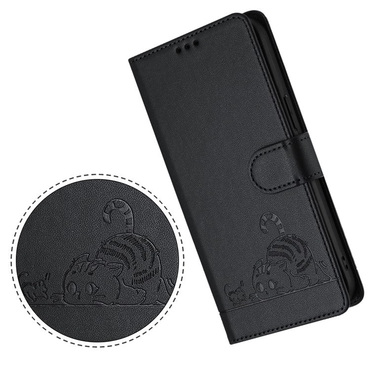 YB Imprinting Series-9 for Google Pixel 8a Case Flip Wallet Leather Phone Cover RFID Blocking - Black