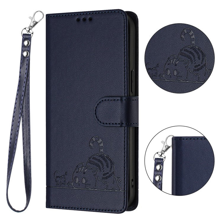 YB Imprinting Series-9 for Google Pixel 8a Case Flip Wallet Leather Phone Cover RFID Blocking - Sapphire