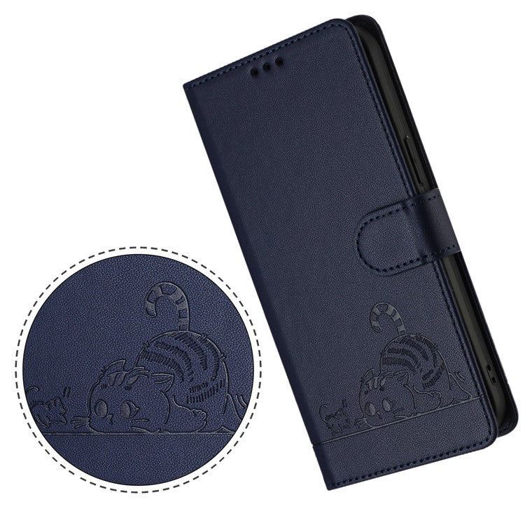 YB Imprinting Series-9 for Google Pixel 8a Case Flip Wallet Leather Phone Cover RFID Blocking - Sapphire