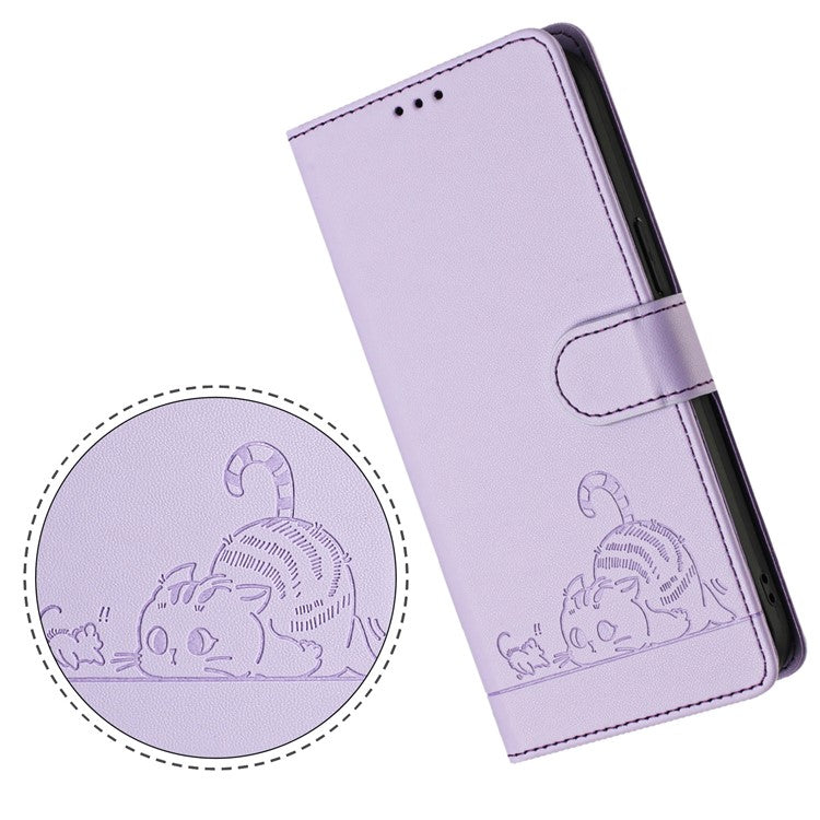 YB Imprinting Series-9 for Google Pixel 8a Case Flip Wallet Leather Phone Cover RFID Blocking - Purple