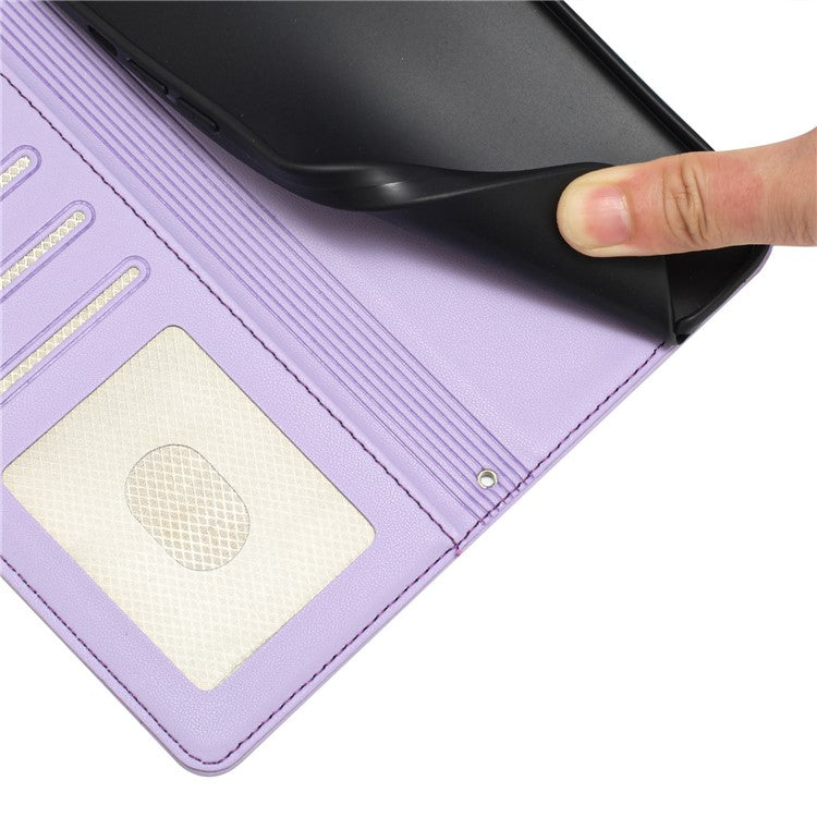 YB Imprinting Series-9 for Google Pixel 8a Case Flip Wallet Leather Phone Cover RFID Blocking - Purple