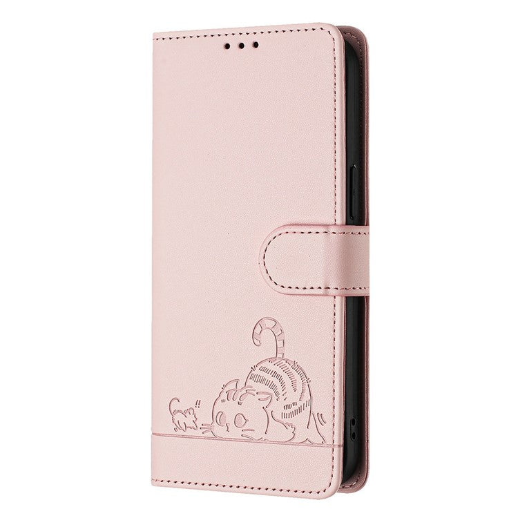 YB Imprinting Series-9 for Google Pixel 9 / 9 Pro Case PU Leather Cat Mouse Folio Phone Cover - Pink