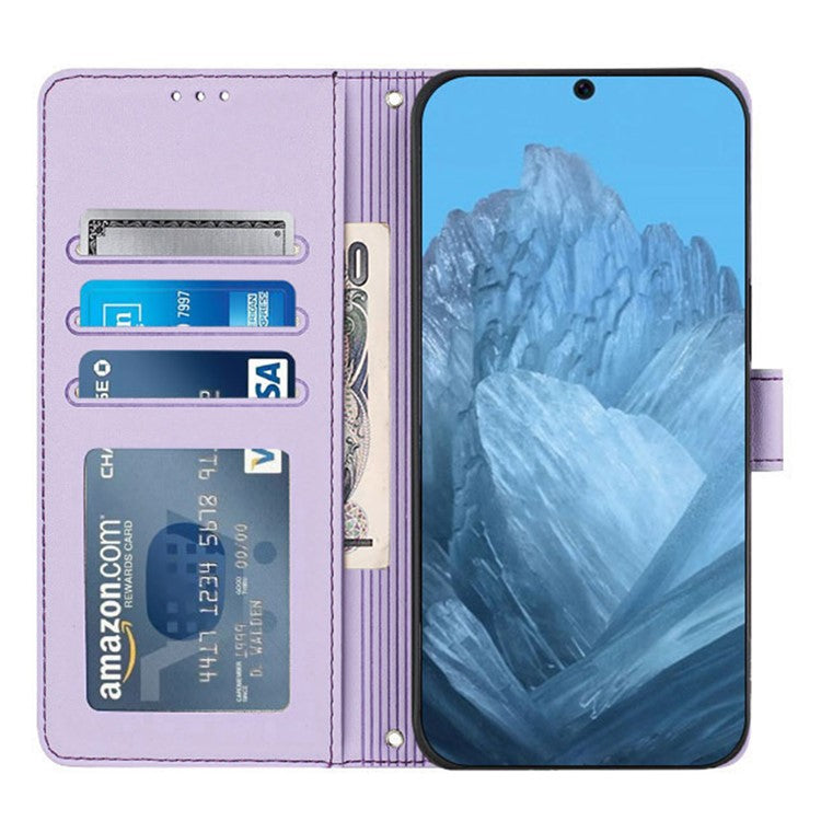 YB Imprinting Series-9 for Google Pixel 9 / 9 Pro Case PU Leather Cat Mouse Folio Phone Cover - Purple