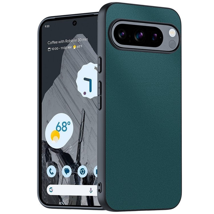 For Google Pixel 9 Pro / Pixel 9 Case PU Leather+PC+TPU Anti-Drop Slim Phone Cover - Green