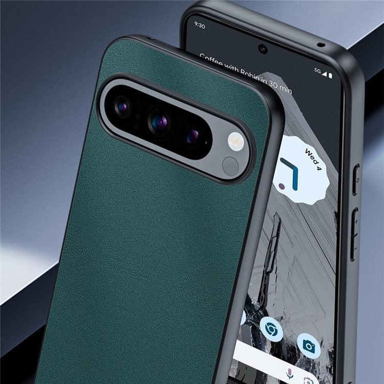 For Google Pixel 9 Pro / Pixel 9 Case PU Leather+PC+TPU Anti-Drop Slim Phone Cover - Green