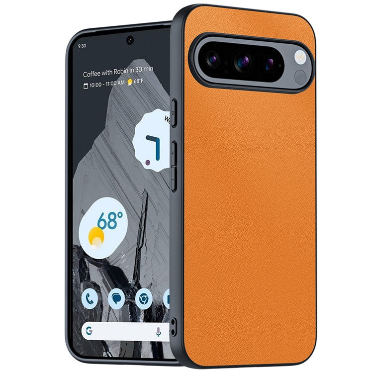 For Google Pixel 9 Pro / Pixel 9 Case PU Leather+PC+TPU Anti-Drop Slim Phone Cover - Orange