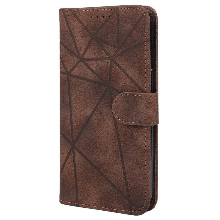 For Google Pixel 9 Pro XL Case Wallet Line Pattern Skin-touch Phone Leather Cover - Brown