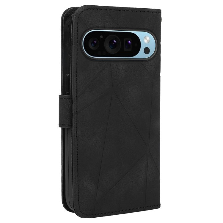 For Google Pixel 8 Pro Phone Case Skin-Friendly Imprinted Lines Leather Phone Cover - Black