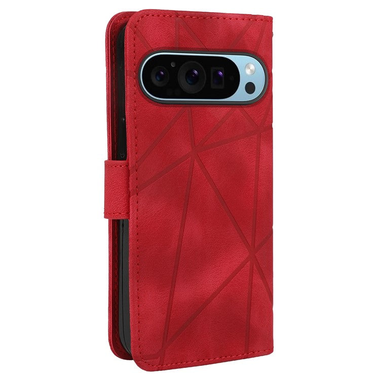 For Google Pixel 8 Pro Phone Case Skin-Friendly Imprinted Lines Leather Phone Cover - Red