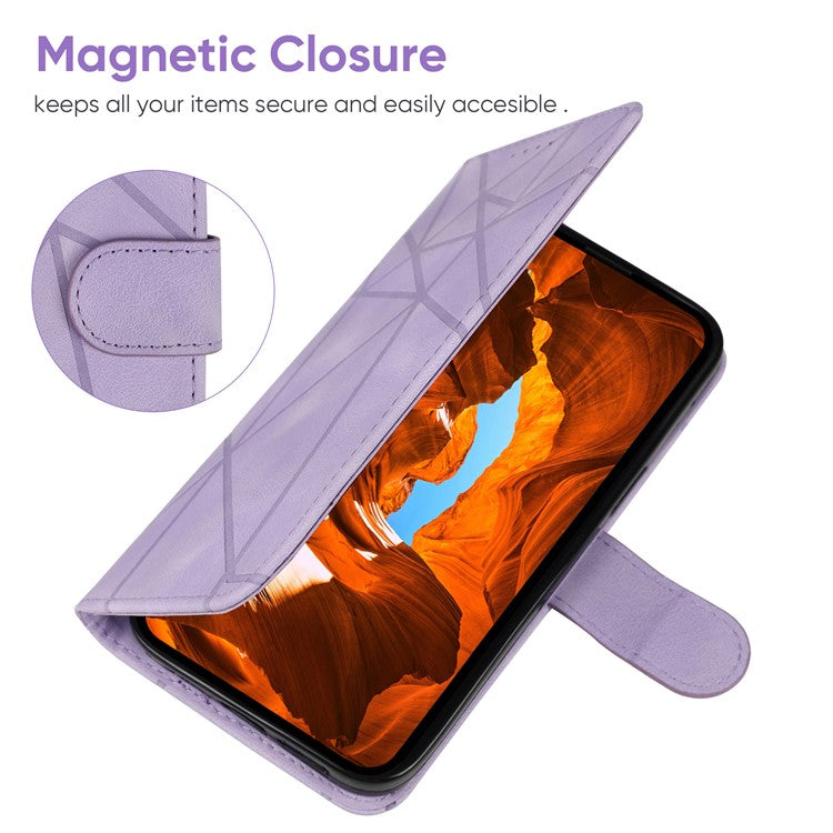 For Google Pixel 9 Pro / Pixel 9 Wholesale Phone Case Skin-Friendly Leather Stand Cover with Imprinted Lines - Purple