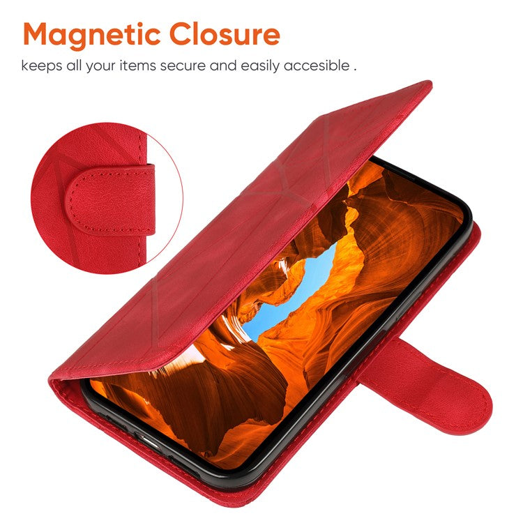 For Google Pixel 9 Pro / Pixel 9 Wholesale Phone Case Skin-Friendly Leather Stand Cover with Imprinted Lines - Red