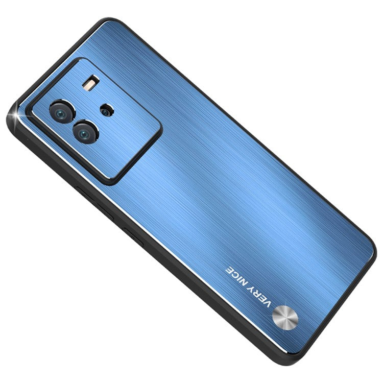 For vivo iQOO Neo6 5G Anti-scratch Phone Case TPU Bumper Brushed Aluminium Alloy Back Cover - Blue