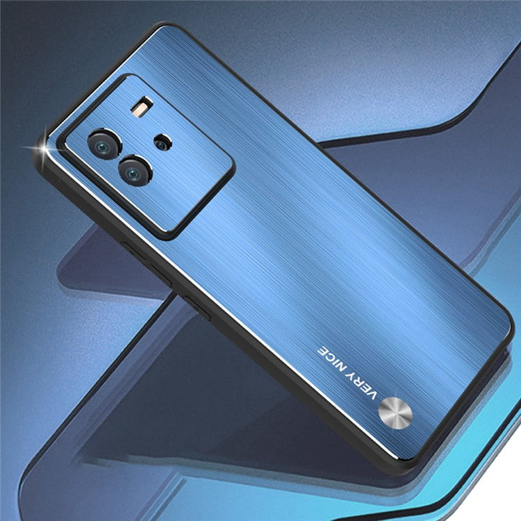 For vivo iQOO Neo6 5G Anti-scratch Phone Case TPU Bumper Brushed Aluminium Alloy Back Cover - Blue