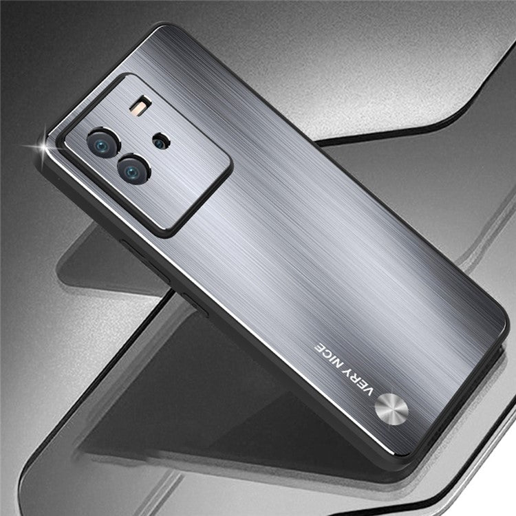 For vivo iQOO Neo6 5G Anti-scratch Phone Case TPU Bumper Brushed Aluminium Alloy Back Cover - Silver