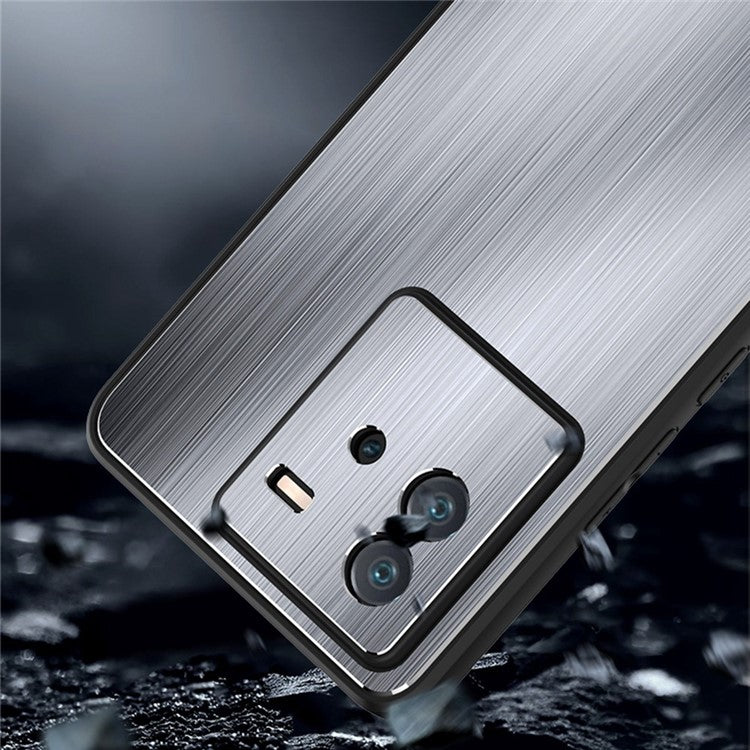 For vivo iQOO Neo6 5G Anti-scratch Phone Case TPU Bumper Brushed Aluminium Alloy Back Cover - Silver