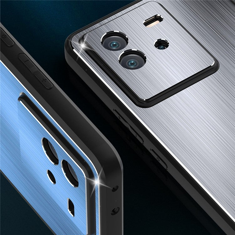 For vivo iQOO Neo6 5G Anti-scratch Phone Case TPU Bumper Brushed Aluminium Alloy Back Cover - Silver