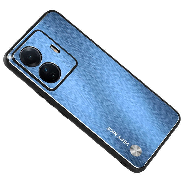 For vivo S15e 5G Brushed Surface Protective Phone Case TPU + Aluminium Alloy Shockproof Cover - Blue