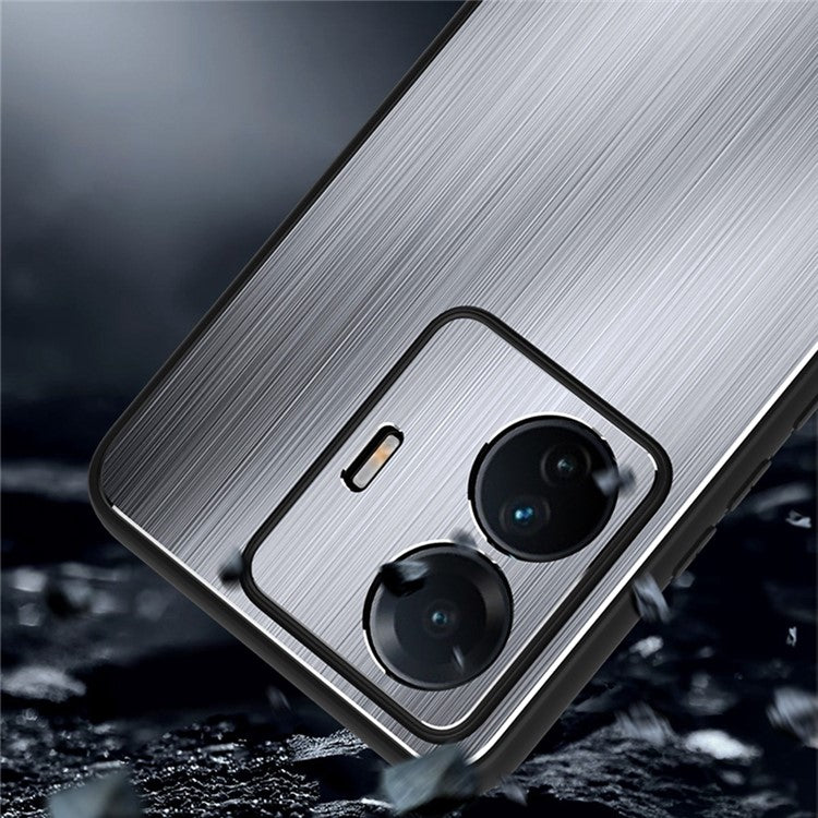 For vivo S15e 5G Brushed Surface Protective Phone Case TPU + Aluminium Alloy Shockproof Cover - Silver