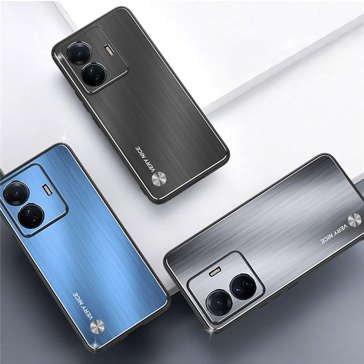 For vivo S15e 5G Brushed Surface Protective Phone Case TPU + Aluminium Alloy Shockproof Cover - Silver