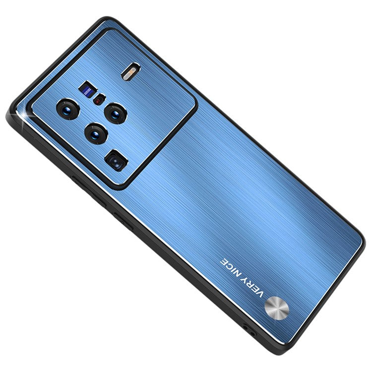 Brushed Aluminium Alloy Back Case for vivo X80 Pro 5G, TPU Bumper Anti-scratch Phone Cover - Blue