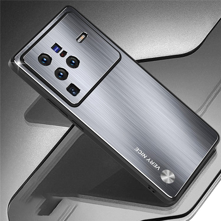 Brushed Aluminium Alloy Back Case for vivo X80 Pro 5G, TPU Bumper Anti-scratch Phone Cover - Silver