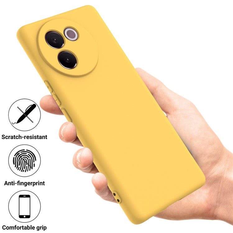 For vivo V30e 5G Case Liquid Silicone Protective Phone Cover with Strap - Yellow