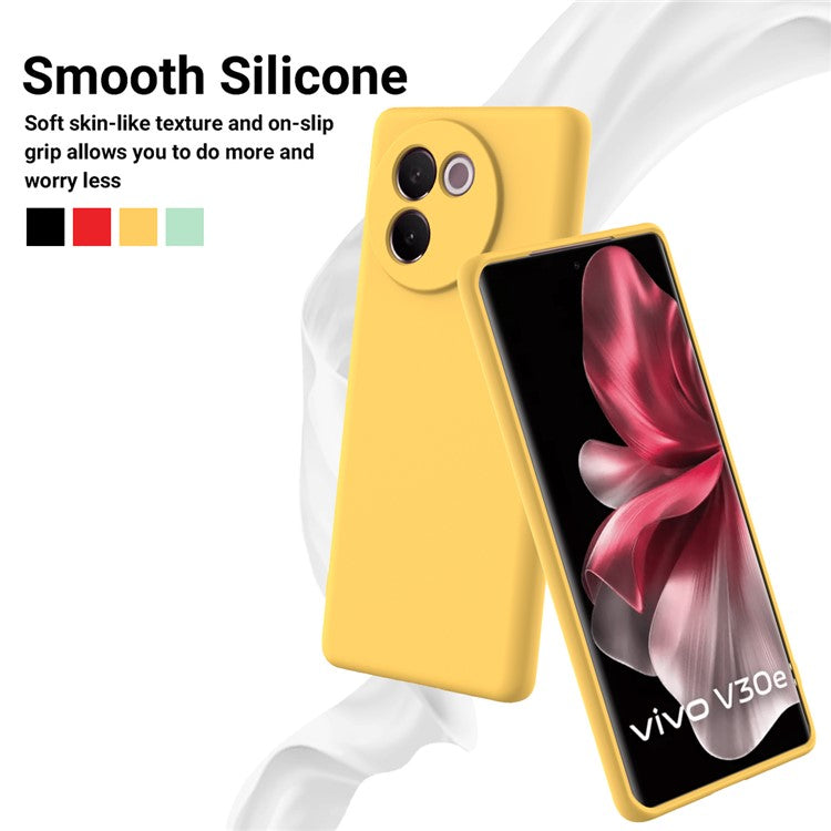 For vivo V30e 5G Case Liquid Silicone Protective Phone Cover with Strap - Yellow