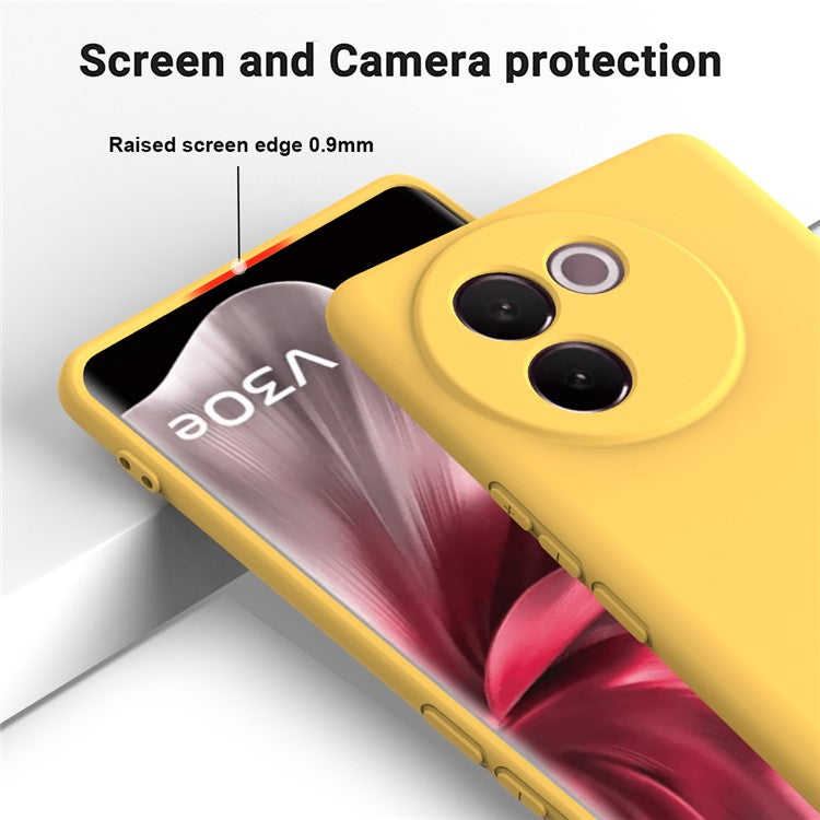 For vivo V30e 5G Case Liquid Silicone Protective Phone Cover with Strap - Yellow