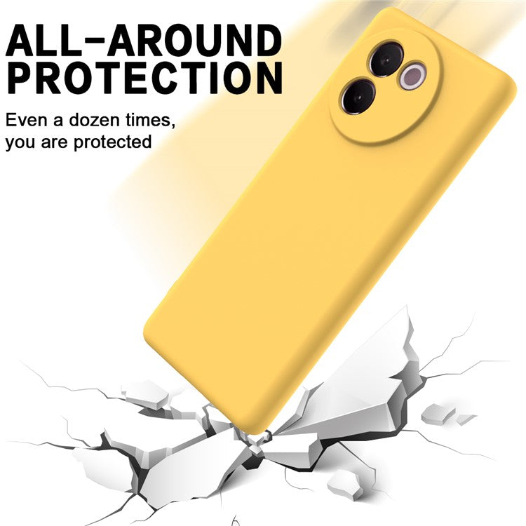 For vivo V30e 5G Case Liquid Silicone Protective Phone Cover with Strap - Yellow