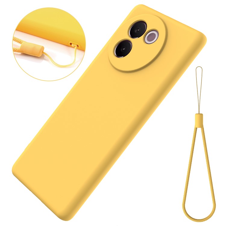 For vivo V30e 5G Case Liquid Silicone Protective Phone Cover with Strap - Yellow