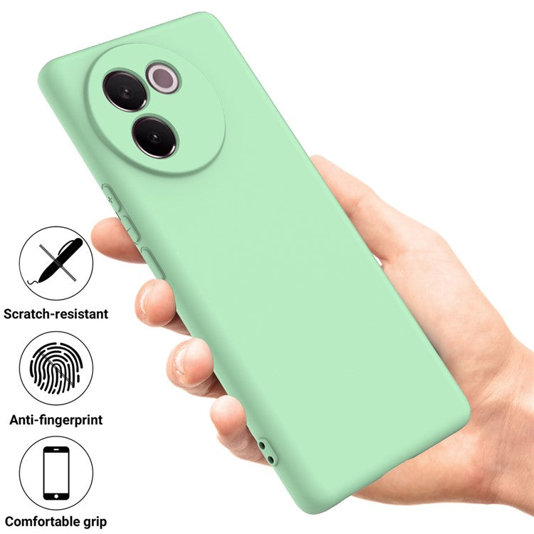 For vivo V30e 5G Case Liquid Silicone Protective Phone Cover with Strap - Green