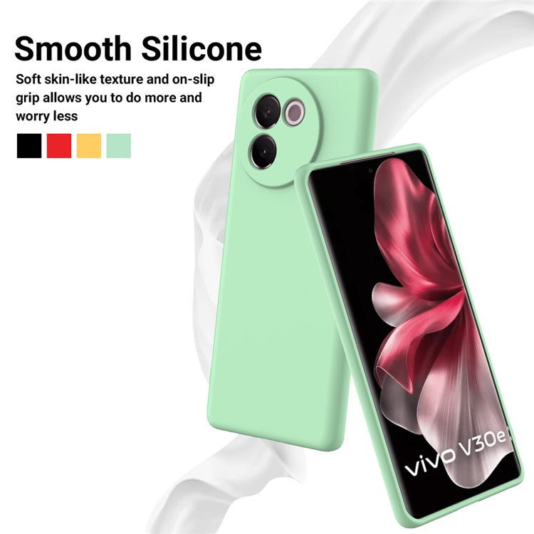 For vivo V30e 5G Case Liquid Silicone Protective Phone Cover with Strap - Green