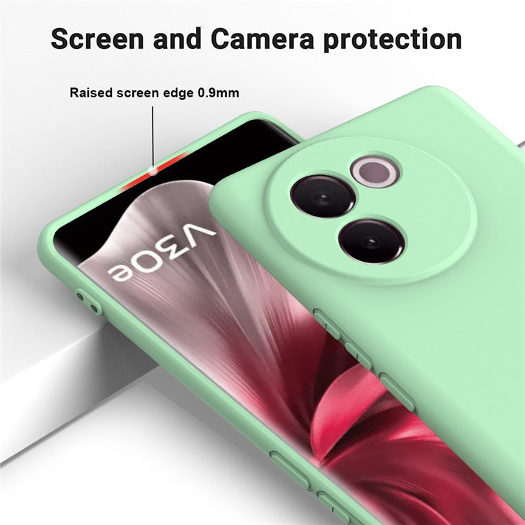 For vivo V30e 5G Case Liquid Silicone Protective Phone Cover with Strap - Green