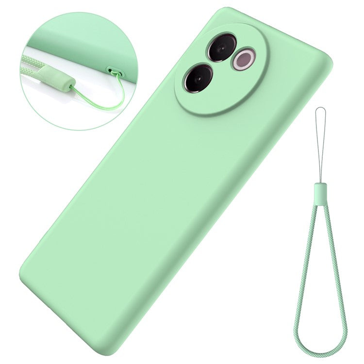 For vivo V30e 5G Case Liquid Silicone Protective Phone Cover with Strap - Green