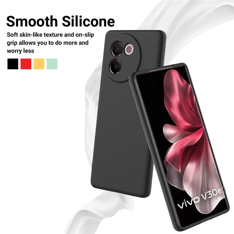 For vivo V30e 5G Case Liquid Silicone Protective Phone Cover with Strap - Black