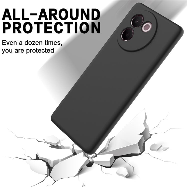 For vivo V30e 5G Case Liquid Silicone Protective Phone Cover with Strap - Black