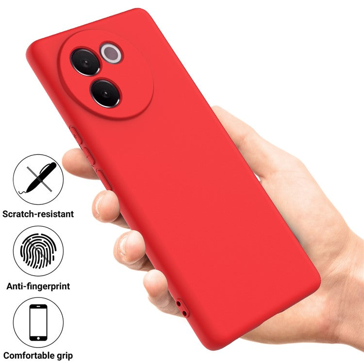 For vivo V30e 5G Case Liquid Silicone Protective Phone Cover with Strap - Red