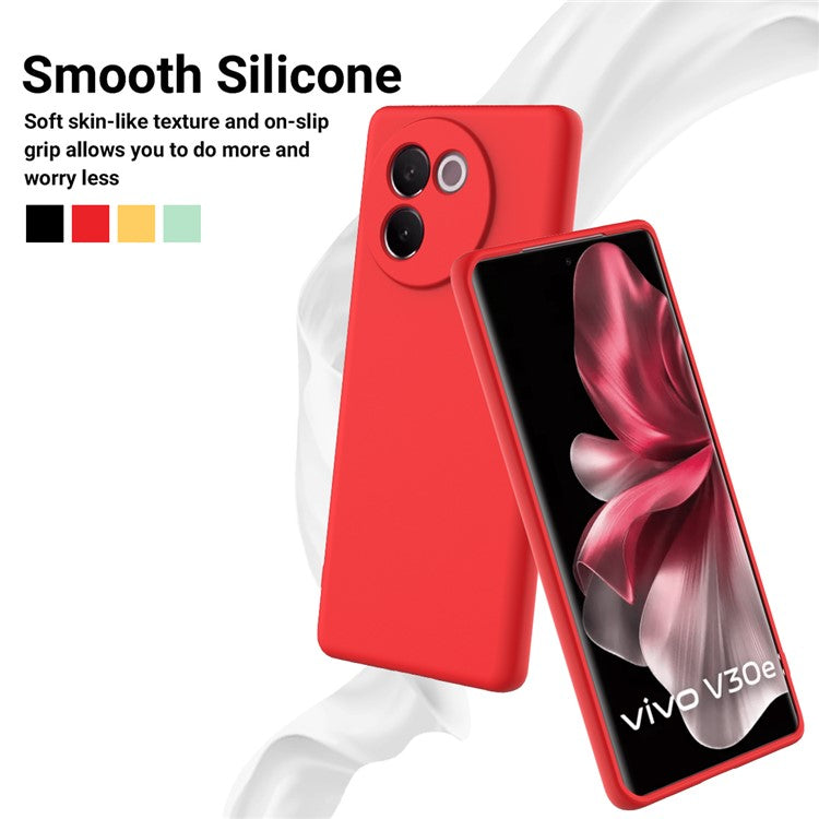 For vivo V30e 5G Case Liquid Silicone Protective Phone Cover with Strap - Red