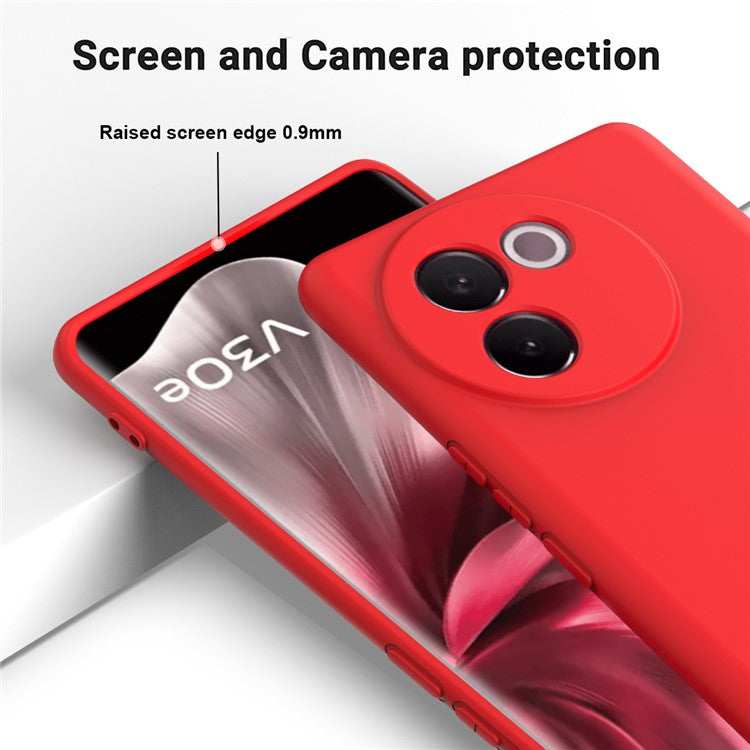 For vivo V30e 5G Case Liquid Silicone Protective Phone Cover with Strap - Red