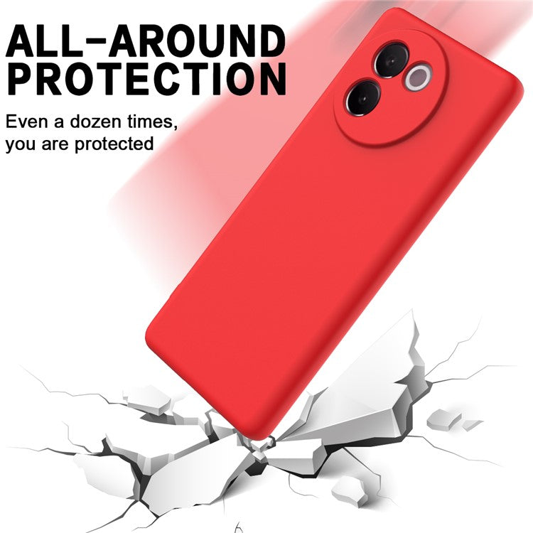 For vivo V30e 5G Case Liquid Silicone Protective Phone Cover with Strap - Red