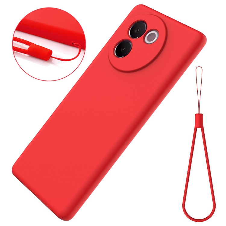 For vivo V30e 5G Case Liquid Silicone Protective Phone Cover with Strap - Red