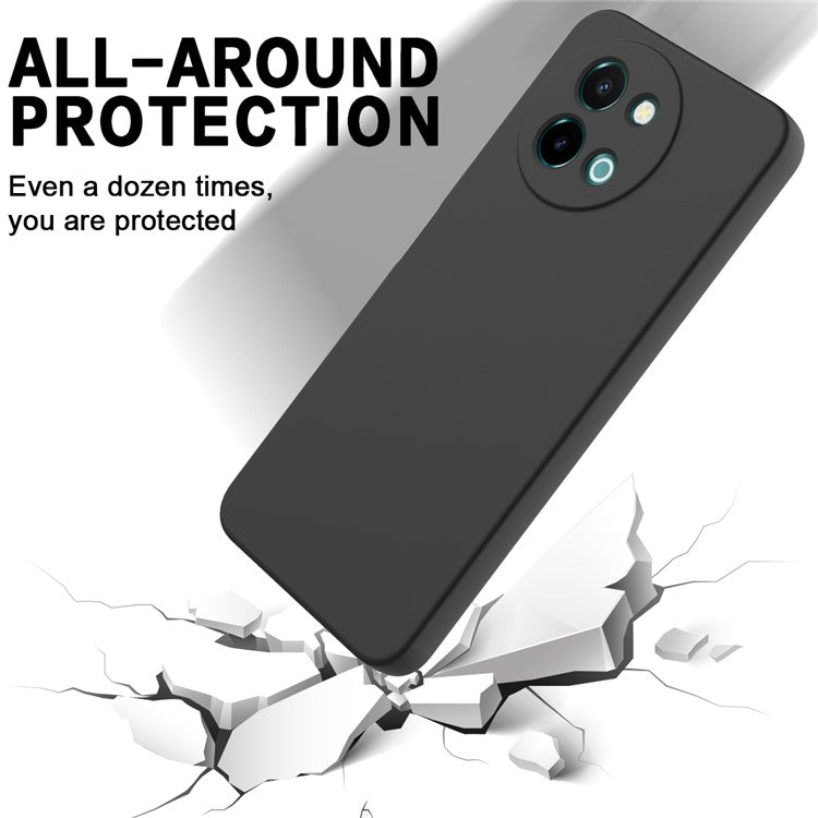 For vivo Y38 5G Case Liquid Silicone Protective Phone Cover with Strap - Black