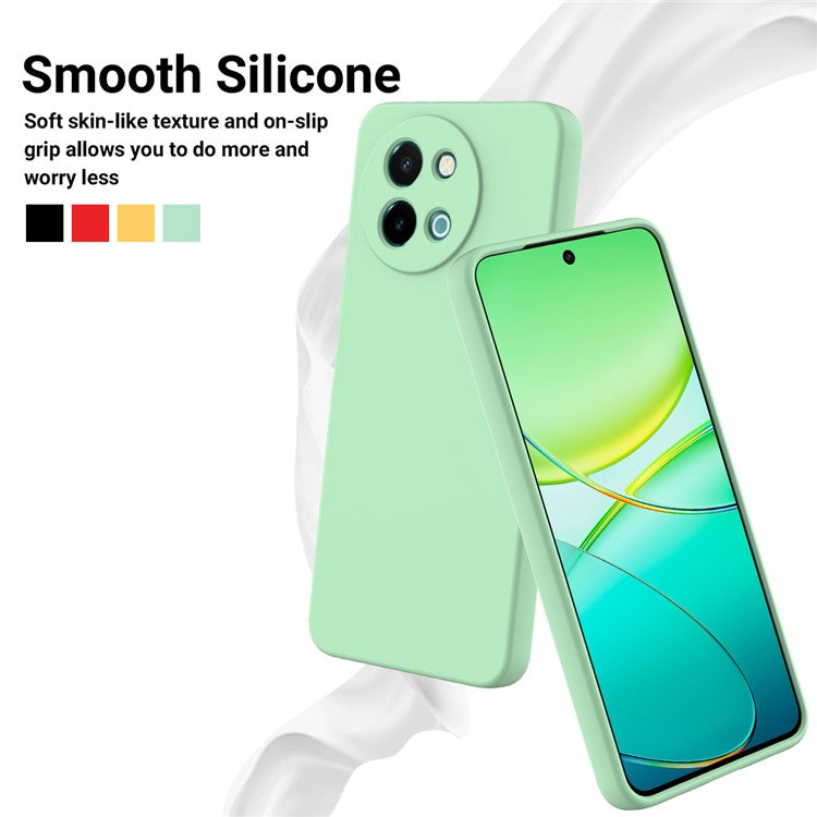 For vivo Y38 5G Case Liquid Silicone Protective Phone Cover with Strap - Green