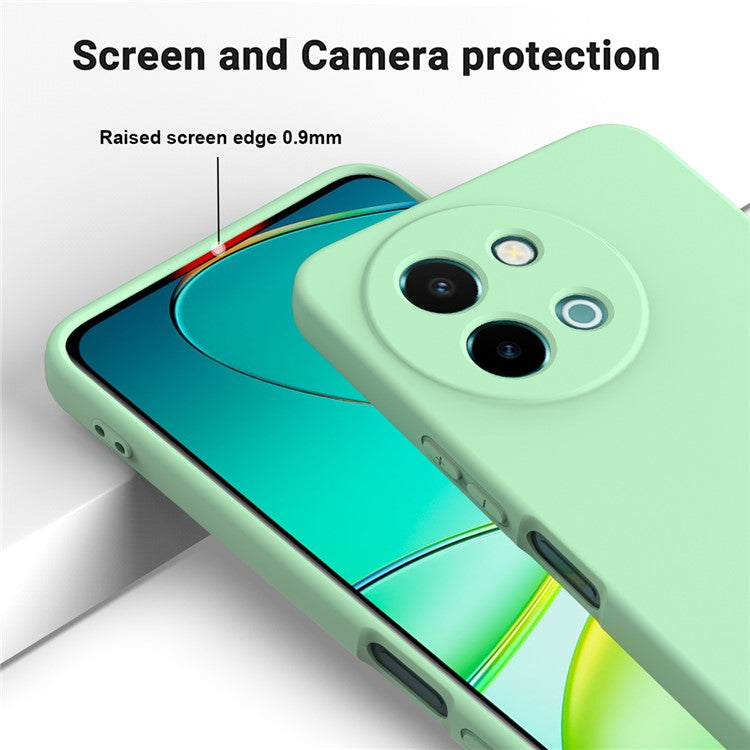 For vivo Y38 5G Case Liquid Silicone Protective Phone Cover with Strap - Green