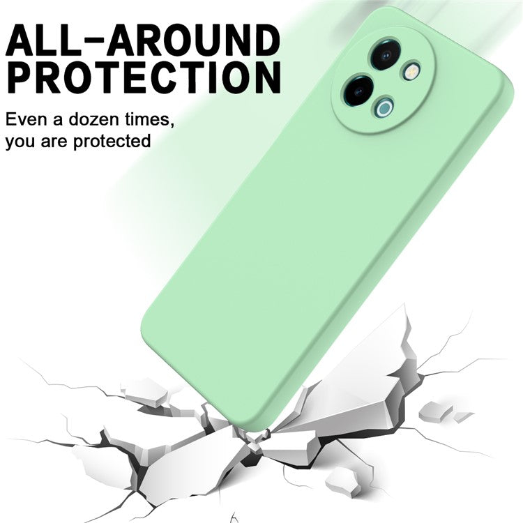 For vivo Y38 5G Case Liquid Silicone Protective Phone Cover with Strap - Green