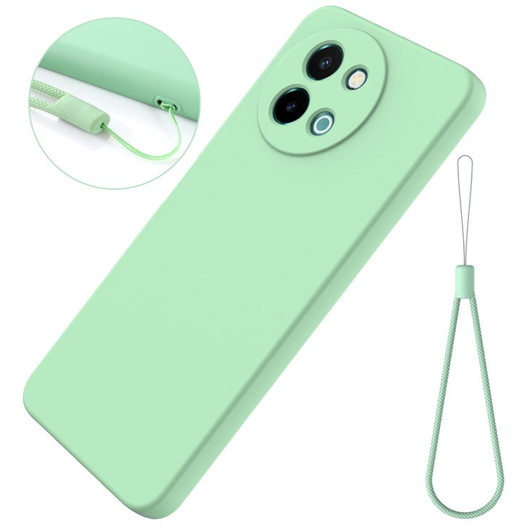 For vivo Y38 5G Case Liquid Silicone Protective Phone Cover with Strap - Green