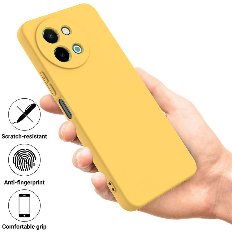 For vivo Y38 5G Case Liquid Silicone Protective Phone Cover with Strap - Yellow