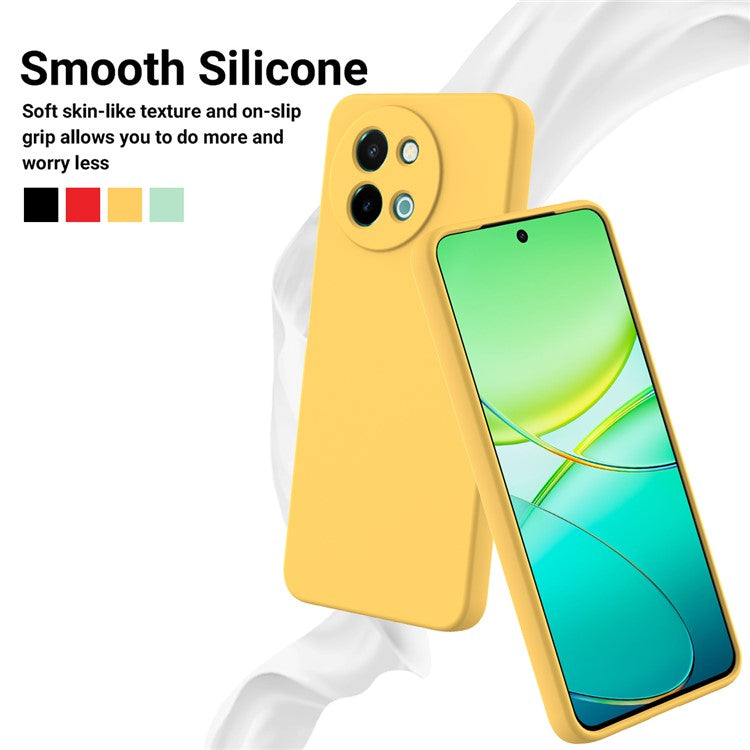 For vivo Y38 5G Case Liquid Silicone Protective Phone Cover with Strap - Yellow