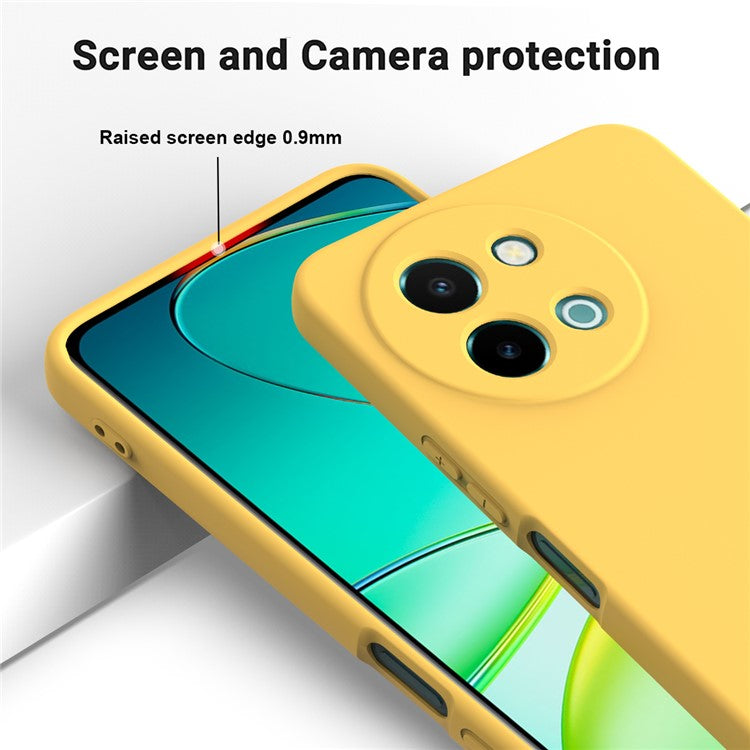 For vivo Y38 5G Case Liquid Silicone Protective Phone Cover with Strap - Yellow