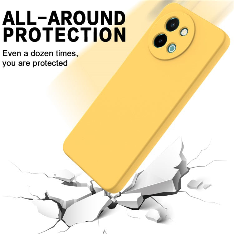 For vivo Y38 5G Case Liquid Silicone Protective Phone Cover with Strap - Yellow